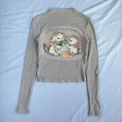 韓国 y2k 可愛い 子猫 ねこ キャット 長袖 Tシャツ トップス KPOP