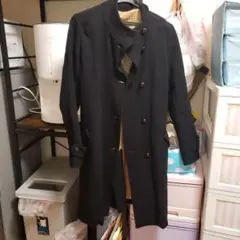 黒ウールダブルブレストピーコート