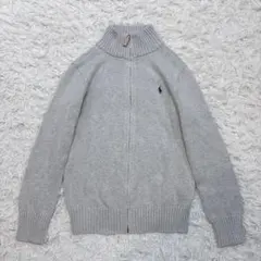 ポロバイラルフローレン ジップアップ ニット カーディガン ポニー刺繍 グレー