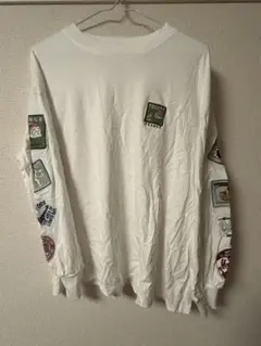 ホワイト 長袖Tシャツ エ