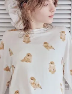 ジェラートピケ　ドッグ総柄ロンT