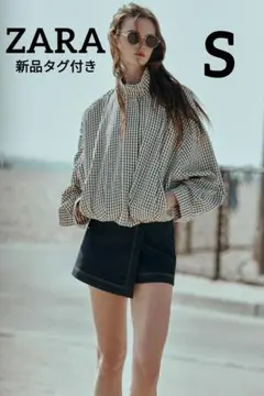 に*こ様 ZARA　チェック柄ボンバージャケット　S