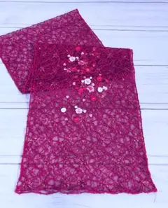 おアレース5　小花刺繍レース帯揚げ　ヴィヴィッドなピンク紫×白のサムネイル