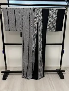 新品 コシノジュンコ浴衣 東レ セオアルファ 身ごろかわり モノトーン
