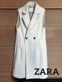 ZARA ベージュ ダブルブレスト ベスト ジレ