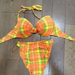 セパレート水着 ビキニ オレンジ チェック柄 ピークアンドパイン М〜Lのサムネイル