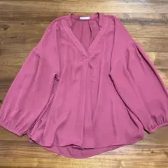 GLACIER スキッパーブラウス　紫ピンク M