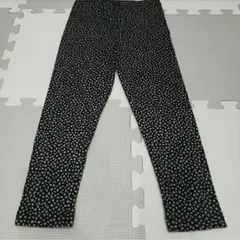 キッズ 110 レギンス パンツ プティマイン リブレギンス 黒 ドット 女の子