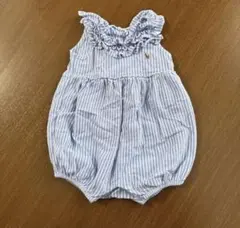 ラルフローレン 水色 ストライプ ロンパース 70cm