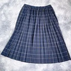 ehka sopo【F】ロングスカート　ネイビー　チェック　薄手　フリーサイズ