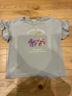 any FAM さくらんぼモチーフ フリル袖 Tシャツ 130
