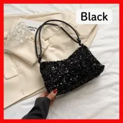 パーティバッグ　ブラック　スパンコール キラキラ 黒 結婚式 謝恩会　二次会　黒