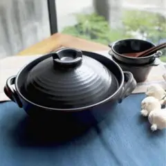 土鍋 六号（６号） 黒釉 なべ 前畑 maebata 1人用のサムネイル
