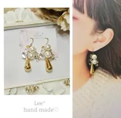 ＃215　上品　パール×メタルゴールド×クリア　大人かわいい♡ピアス/イヤリング