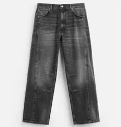 【完売品】ZARA シーム ディテール バギー デニム パンツ ブラックのサムネイル