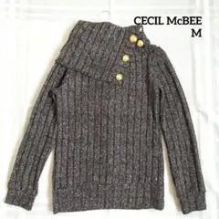 CECIL McBEE グレー 金ボタン セーター ニット ラメ M