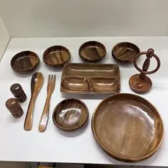 新品未使用 木製ボウル 5点 ＆ サラダサーバー セット♪