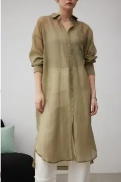 アズール AZUL BY MOUSSY シャツワンピース Sサイズ カーキ色