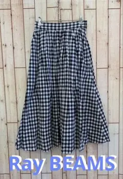 Ray BEAMS⭐︎爽やか⭐︎ギンガムチェックフレアロングスカートS【中古】b61