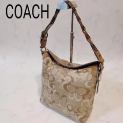 COACH シグネチャー ショルダーバッグ ベージュ ターンロック