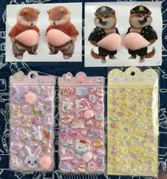 5点セット 3D おなかぷにぷにシール 立体ステッカー　肉球シール シール帳デコ