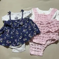 ベビーLeeロンパース 80 ピンクのモコモコロンパース80