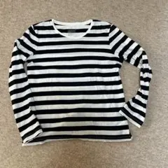 無印良品　黒と白のストライプ 長袖Tシャツ Lサイズ