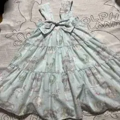 美品♡メゾピアノ♡水色 キャラクター柄 ノースリーブワンピース♡１２０