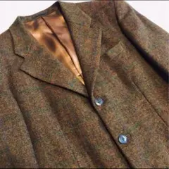 ヴィンテージ 古着　ブラウン　チェック　ウール　テーラード　ジャケット