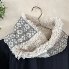no.2f花柄&アラン&やわふわボア♡パッチワーク風あったかお洒落スヌード