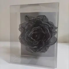 上品♡フラワー　セレモニーコサージュ　オーガンジー・レース　黒ブラック×シルバー