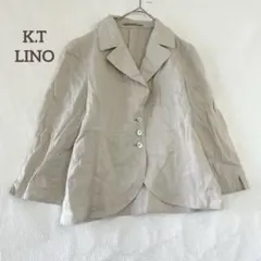 【ケーティーリノ】リネン混 テーラードジャケット 七分袖 シェルボタン ラメ S