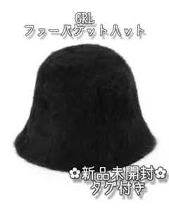 【GRL】‪ファーバケットハット ブラック (dd322)
