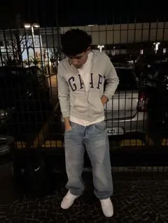 00s OLD GAP ホワイト ジップパーカー Y2K ストリート XS