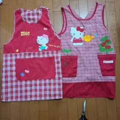 ハローキティ エプロン 赤 チェック柄