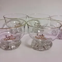 レトロ☆デザートグラス☆脚付き 5客 サンデー アイス かき氷 レディボーデン