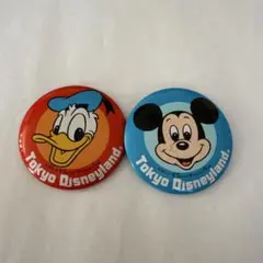ディズニーランド レトロ 缶バッジ 公式 ミッキー ドナルド