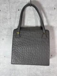 オーストリッチ レザー バッグ グレー トートバッグ ハンドバッグ レディース