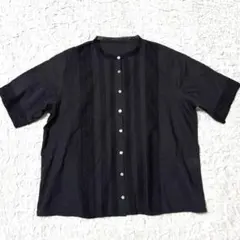 【ツハル 】リバーレース スタンドネック ブラウス F 半袖 ブラックのサムネイル