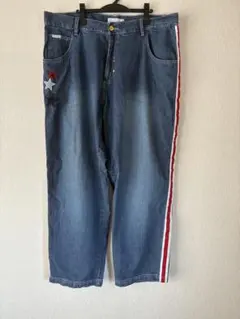 Platinum FUBU プラチナムフブ 超極太 デニム バギーパンツ W40 プラチナムフブ FUBU 規格外 極太 超オーバーサイズ デニム バギー