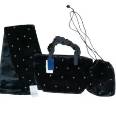 新品 ティエドゥール バッグ&マフラー&ポシェット3点セットフリル　パール