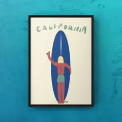 ★A4フレーム付き★オリジナル アートポスター CALIF サーフィン