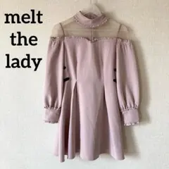 melt the lady ミニワンピース　透け感　ベルト　オフショル　ピンク