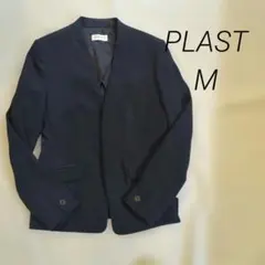 PLST ネイビー ノーカラージャケット M