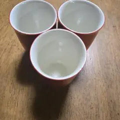 湯呑み 3個セット 朱色 内白