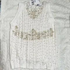 【新品】ZARA パール装飾 ノースリーブセーター L可愛いお値下げしました