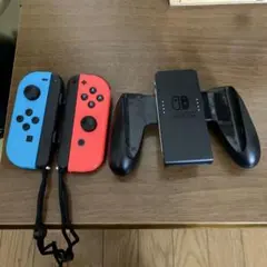 ジャンク品 Joy-Con 赤・青 ストラップ・グリップ付き