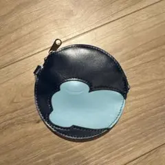 ディズニー　ミッキー　丸型ポーチ　レザーコインケース