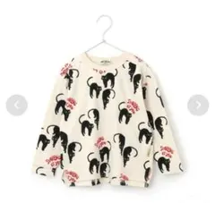 新品タグ付♪【MAKE YOUR DAY】見つめる黒猫総柄Tシャツ140size