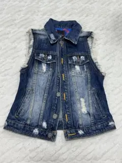 ダメージ加工 ノースリーブ デニムジャケット M